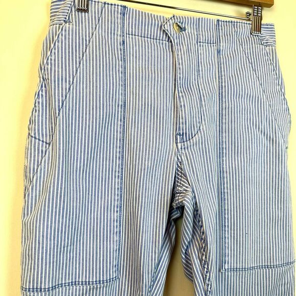 J. Crew Elastic Blue Striped Pants Women’s 4 - Picture 2 of 6